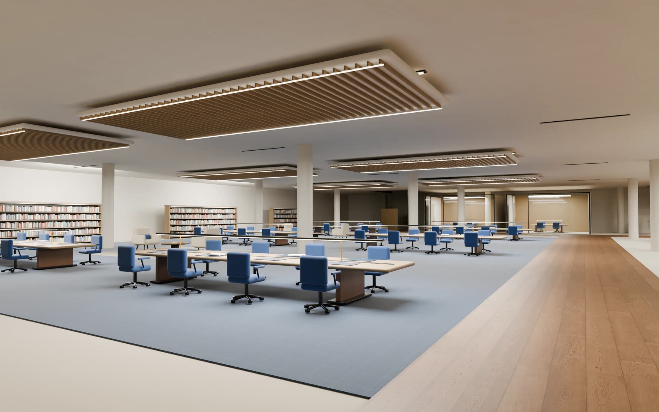 B2 / shared oak tables and task lighting. Current V6.