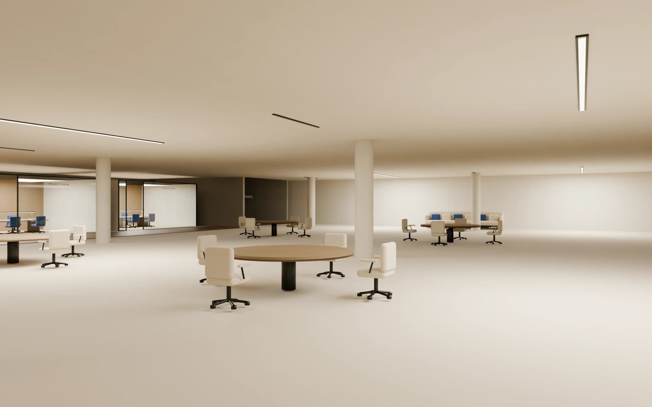 B4 / open project commons beside enclosed research rooms. Current V6.